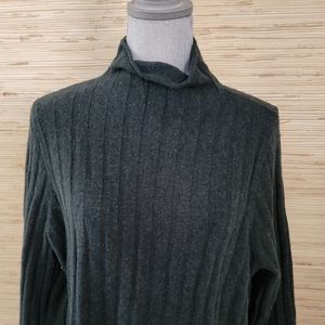 Madewell Everest Mock Neck Wool Blend Sweater Heather Pine Rib Knit XXL
